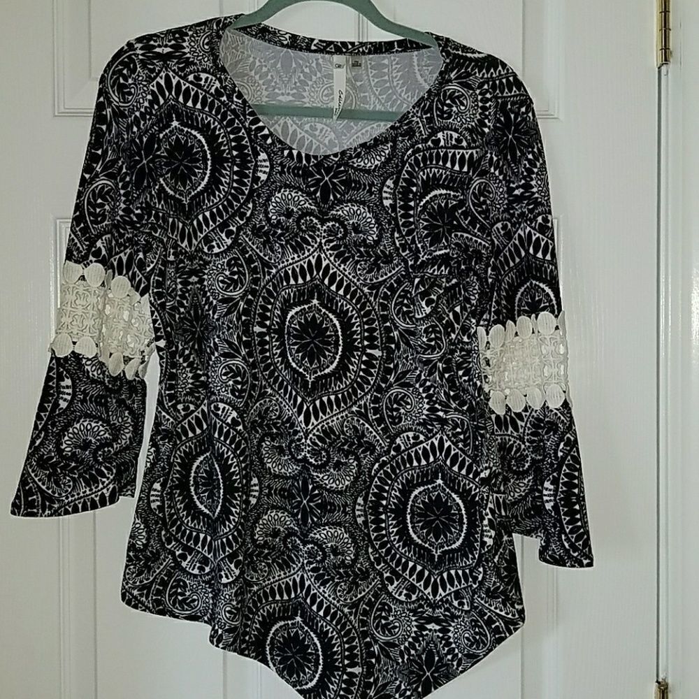 NY Collection Petite Soft print top Sz. PM EUC